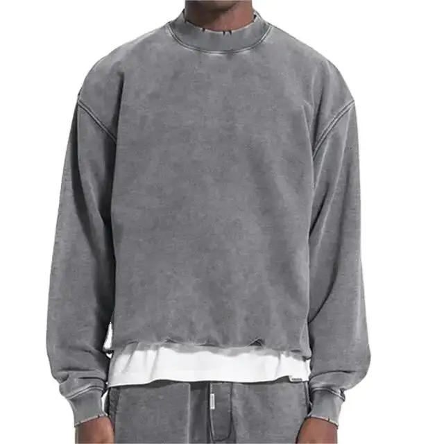 Acid Wash Sweatshirt for Men - Vintage Crew Neck Style