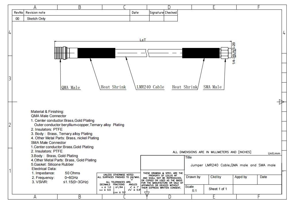 product rf cable assemblies qma male to sma male for lmr240 cable-2