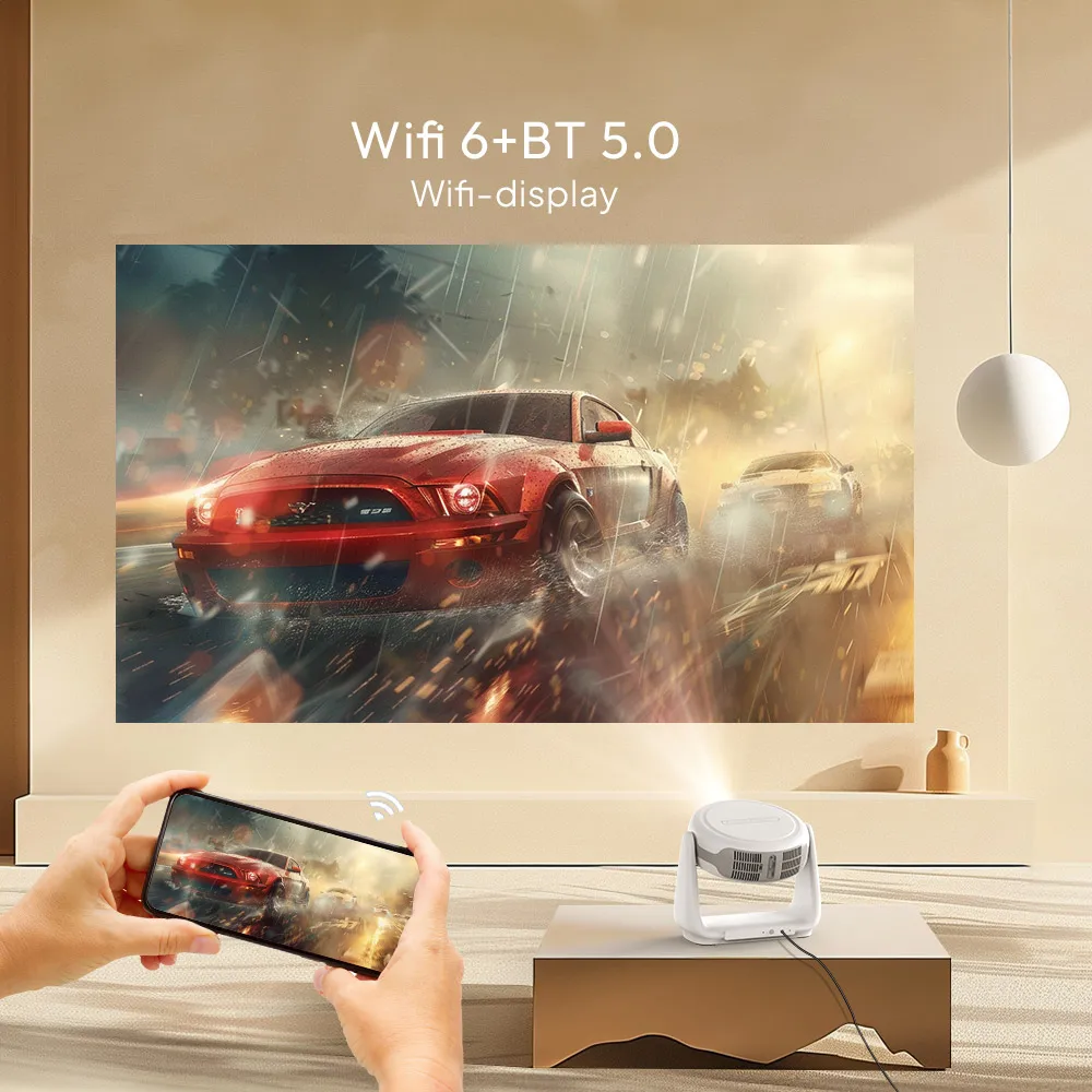 VEVSHAO 2024 New A10 LCD LED WIFI Projector Smart Android Wireless Drop Ship Battery Optional Beamer Desk Light Projector