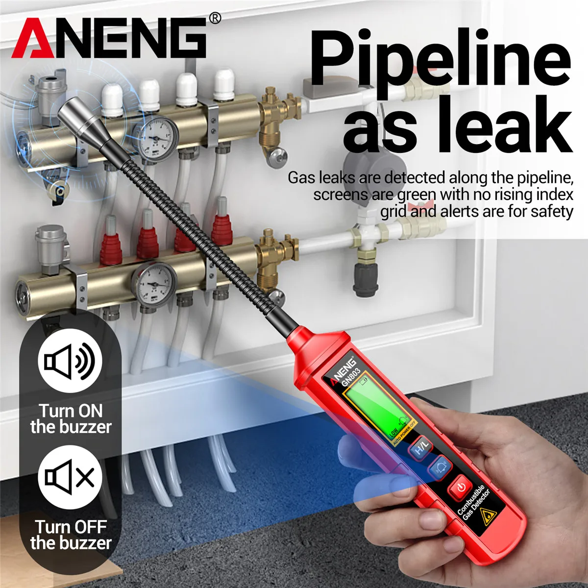 ANENG GN803 Handheld Gas Leak Detector Methane Combustible Gas Testers Portable Gases Concentration Analyzer Meter Leakage Tools