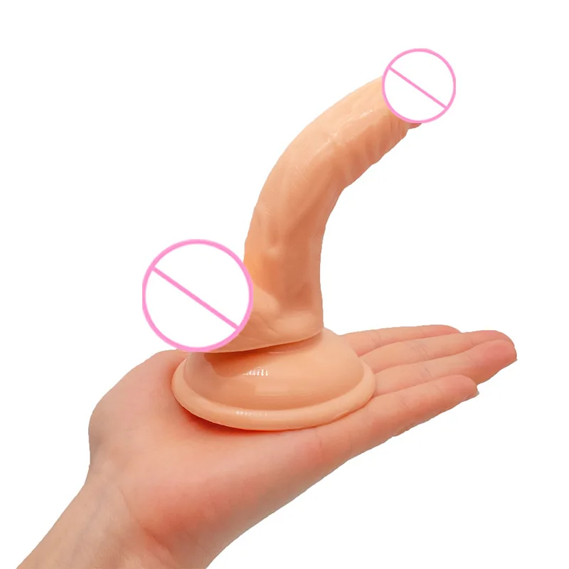 Mini Curved Ultra Small Soft Suction Cup Penis Vestibular Anal Plug Sex Tools Thrusting Dildo 5.2 Inch Insertable