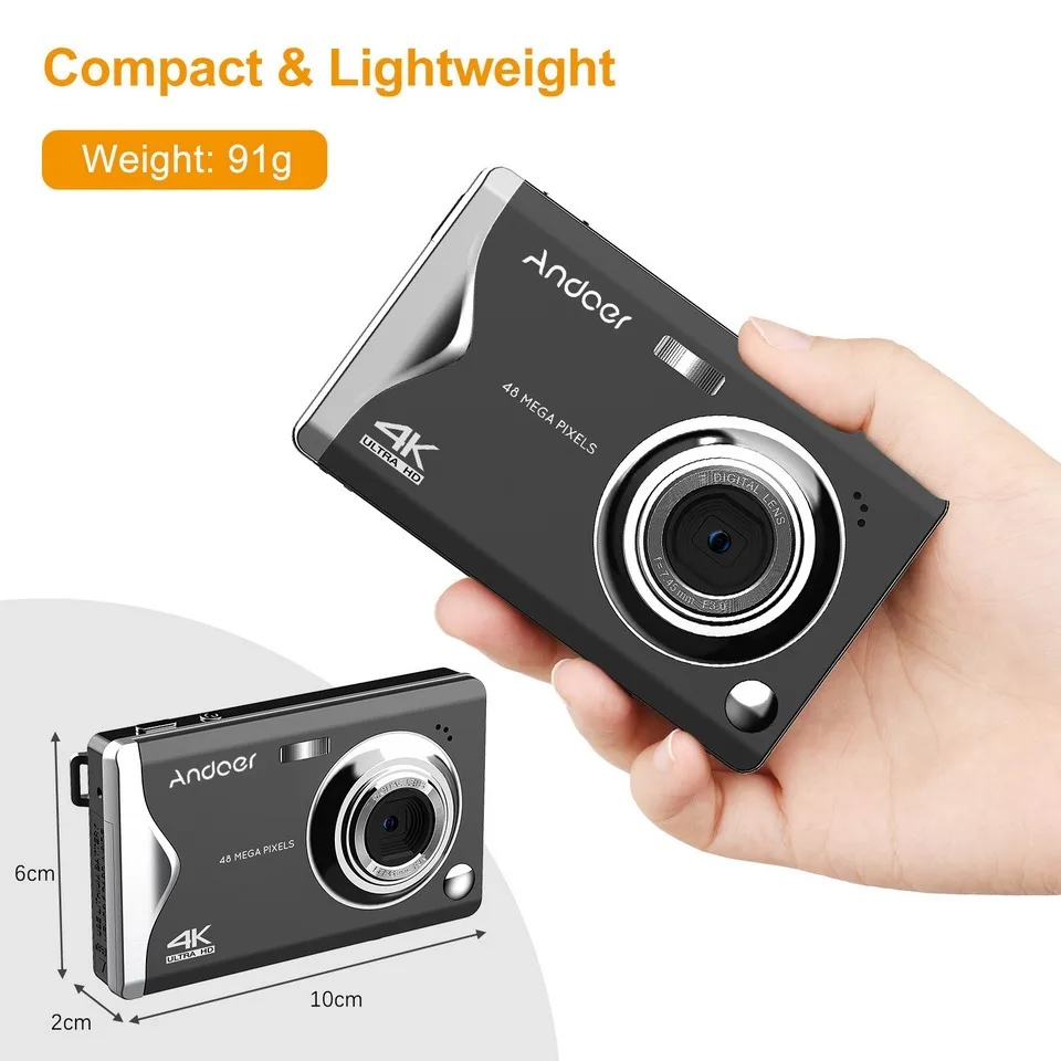 Andoer Digital Camera 48MP, 4K Ultra HD, 16X Auto Focus