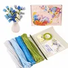 Boîte de couleur motif floral bleu
