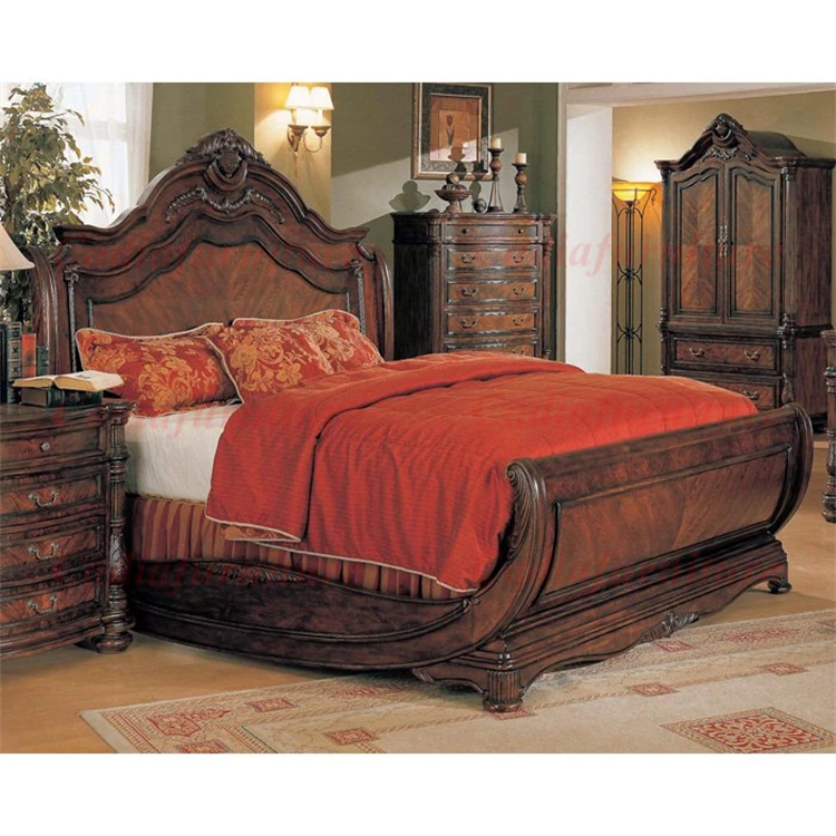 Classic Antique Solid Wood Bedroom Room Furniture Wooden Carved Bedroom