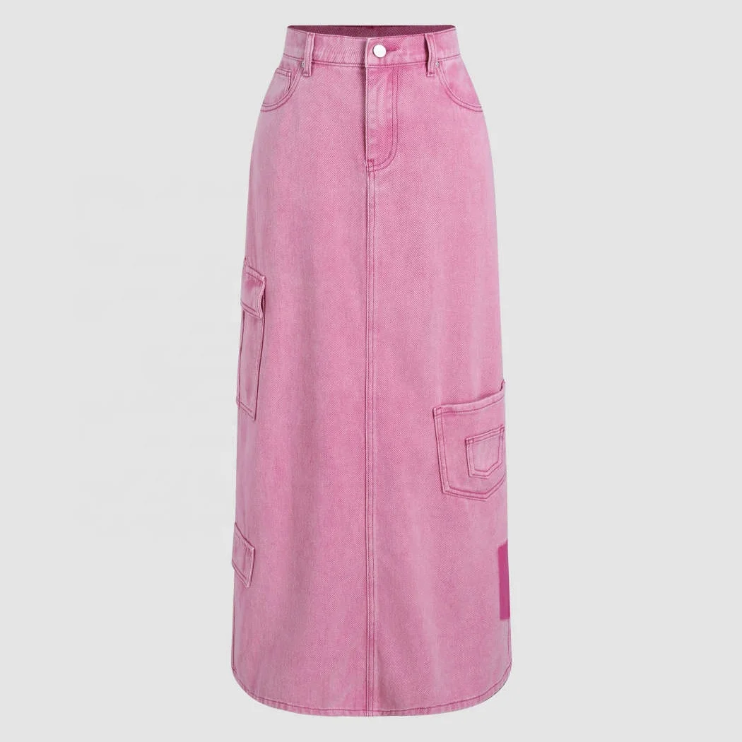 Ws097 Y2k Denim Maxi Skirt Custom Solid Jean Skirt Women Long Skirts ...