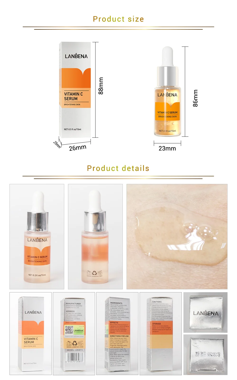 Lanbena High Quality Skin Care Vitamin C Serum Buy Vitamin C Serum Serum Vitamin C Skin Care Serum Product On Alibaba Com