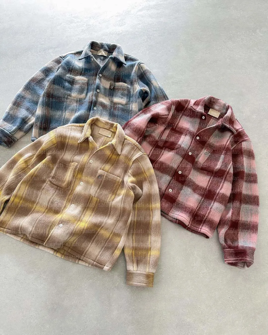 Salati Manufacturer High Quality Boxy Cropped T-shirt Oversized Button Long Sleeve Vintage Spring Breathable Shirts Men