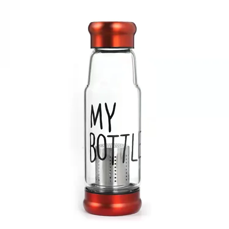 Ready to Ship Transparent Color Reusable Tea Infuser Bottle Bicycle Water Bottles Tea Cup With Strainer 400ml