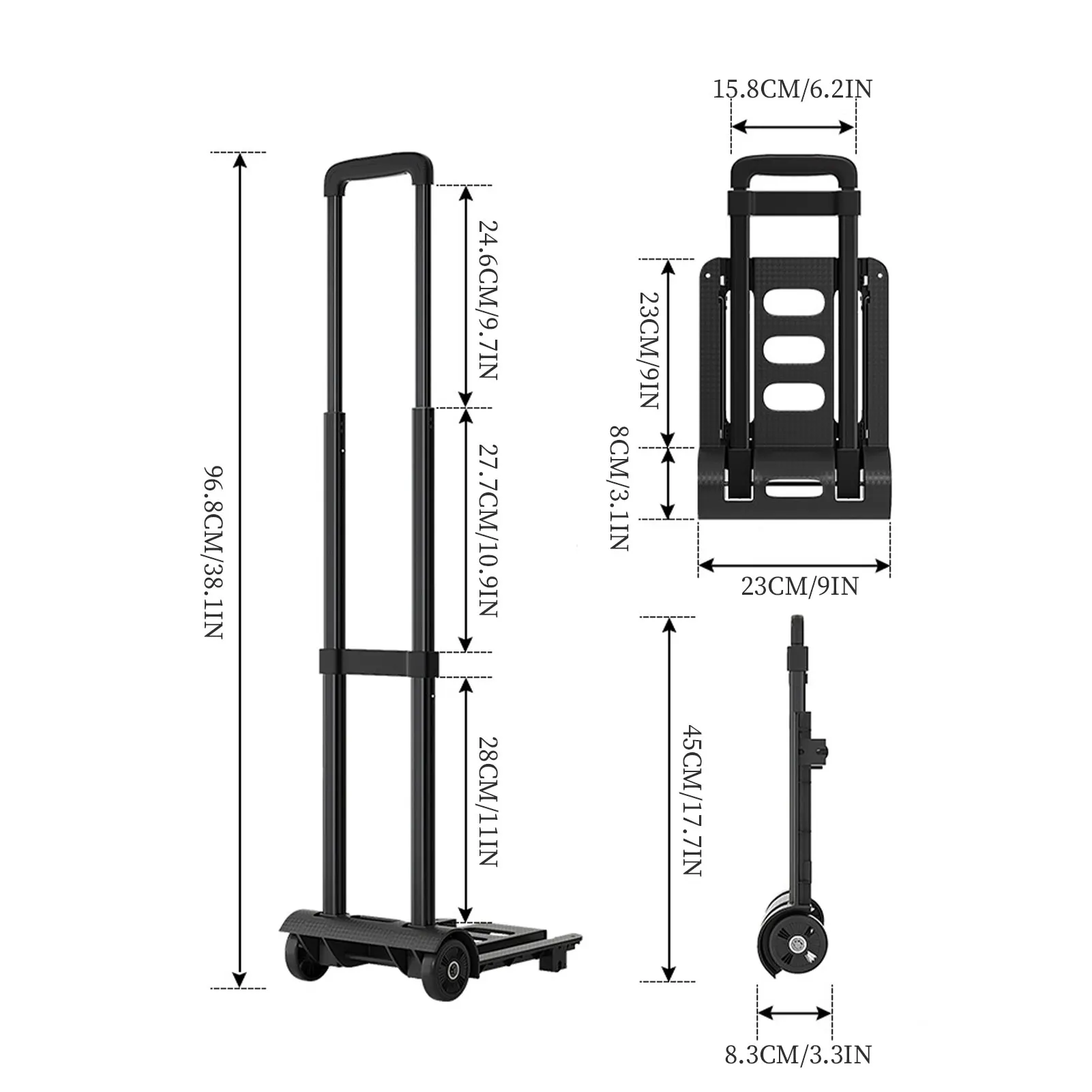 Heavy Duty Foldable Hand Sack Wheel Trolley Folding Truck Barrow Cart Travel Luggage Shopping Cart Portable Home Use Car