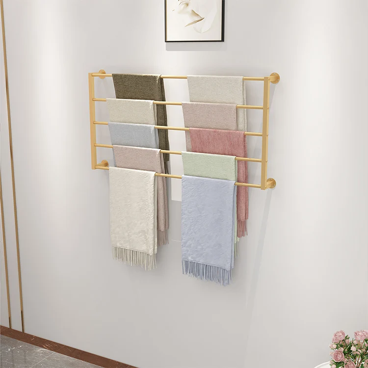 Retail Shop Wall Mounted Gold Metal Rug Carpet Scarf Display Rack ...