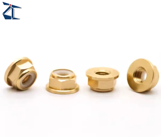 product good supplier m6 m10 m12 m20 h59 h62 yellow brass copper bronze polished nylon insert hex hexagon flange serrated lock nut-62