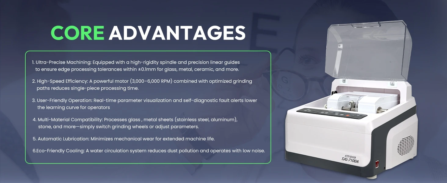 Optical Lens Grind Machine Auto Lens Edger SJG-7100 for PC CR GC Glasses