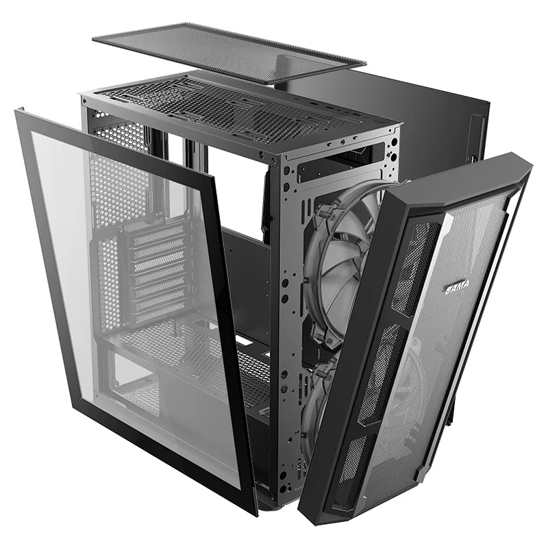 SAMA W03 Most Popular Gaming Casing Desktop EATX Game Case with 20cm ATX Full Tower Tempered Glass on Left ARGB Fan on the Front