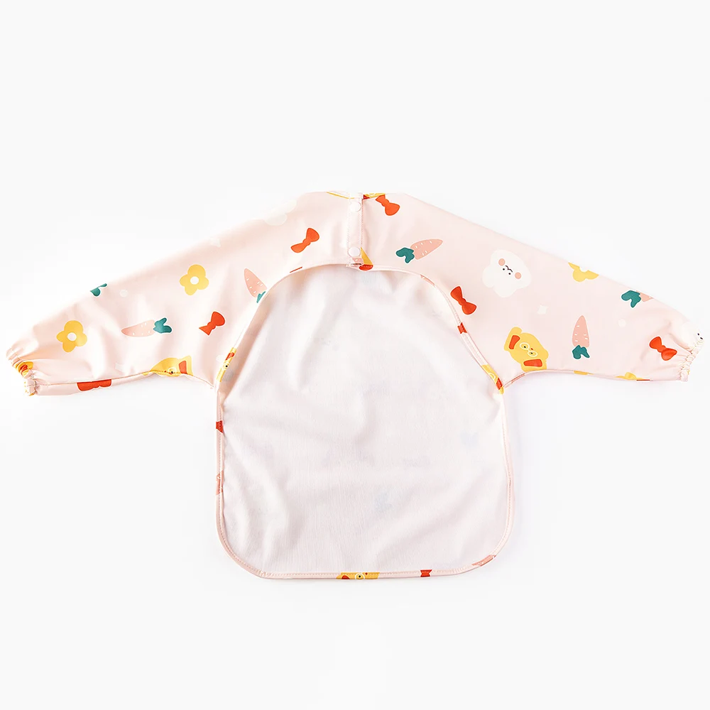 Oem Polyurethane (pu) Waterproof Long Sleeve Baby Bib With Pocket Kids