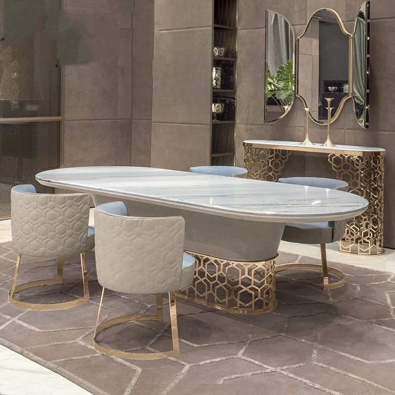 Italian Design Minimalist Slate Dining Table Simple Modern Restaurant Nordic Ins Marble Top Dining Table Set for Home Furniture