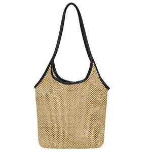 Women Fashion Hollow Shoulder Large Rattan Woven Beach Summer Straw Bags