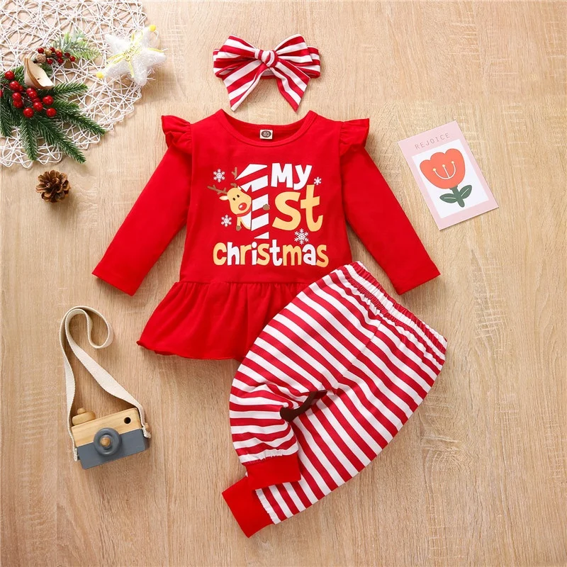 My First Christmas Baby Clothes Set 3pcs New Year Christmas Costume For Toddler Baby Girls Outfits Alibaba