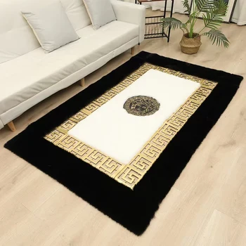 XunYao Wood Floor Furniture Rug carpets Plush Living Room Faux Fur colorful Bedroom Large area Rug Square Soft Designer Rug