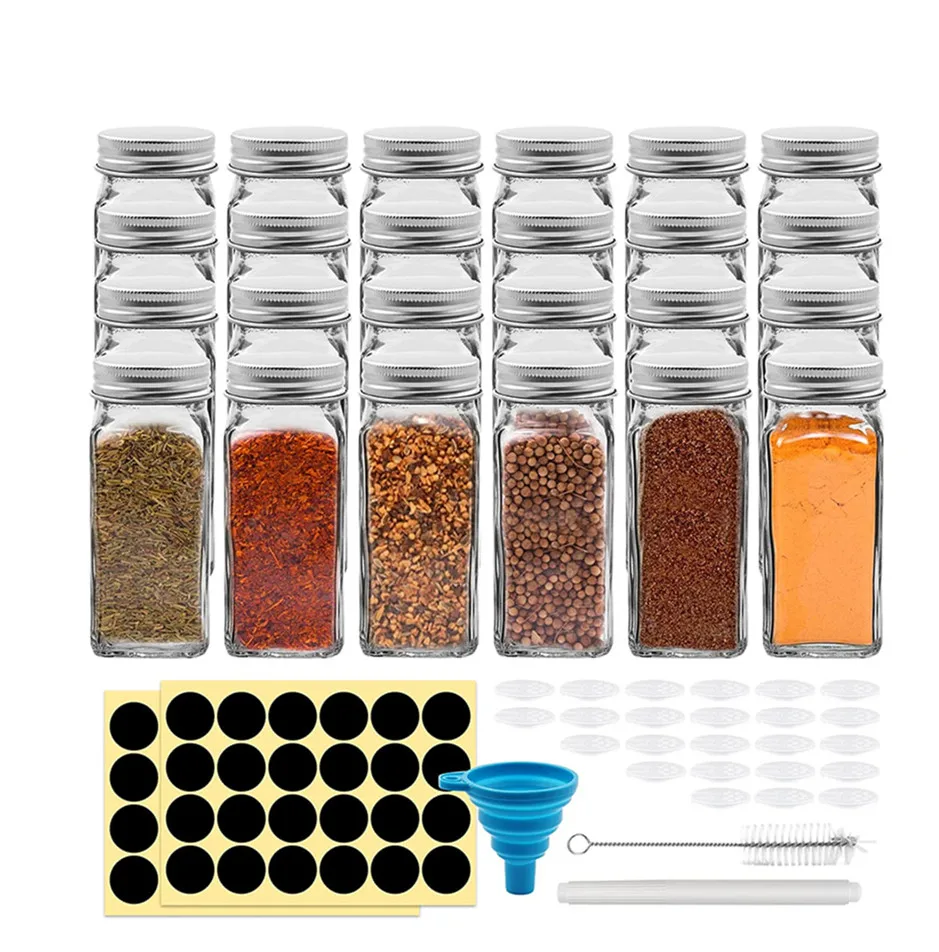 24 pack glass spice jars with