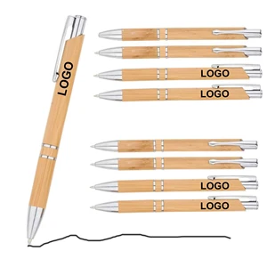 Custom Logo Bamboo ECO Retractable Ballpoint Pens 1.0mm Writing Width for School  Stationery Gift Writing Promotions
