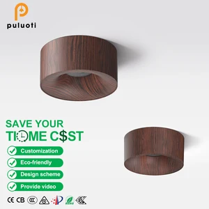 Modern Vintage Style 120mm H55mm Walnut Downlight 3000K Office Hotel Anti Glare Surface Mount LED COB Ceiling Spot Light