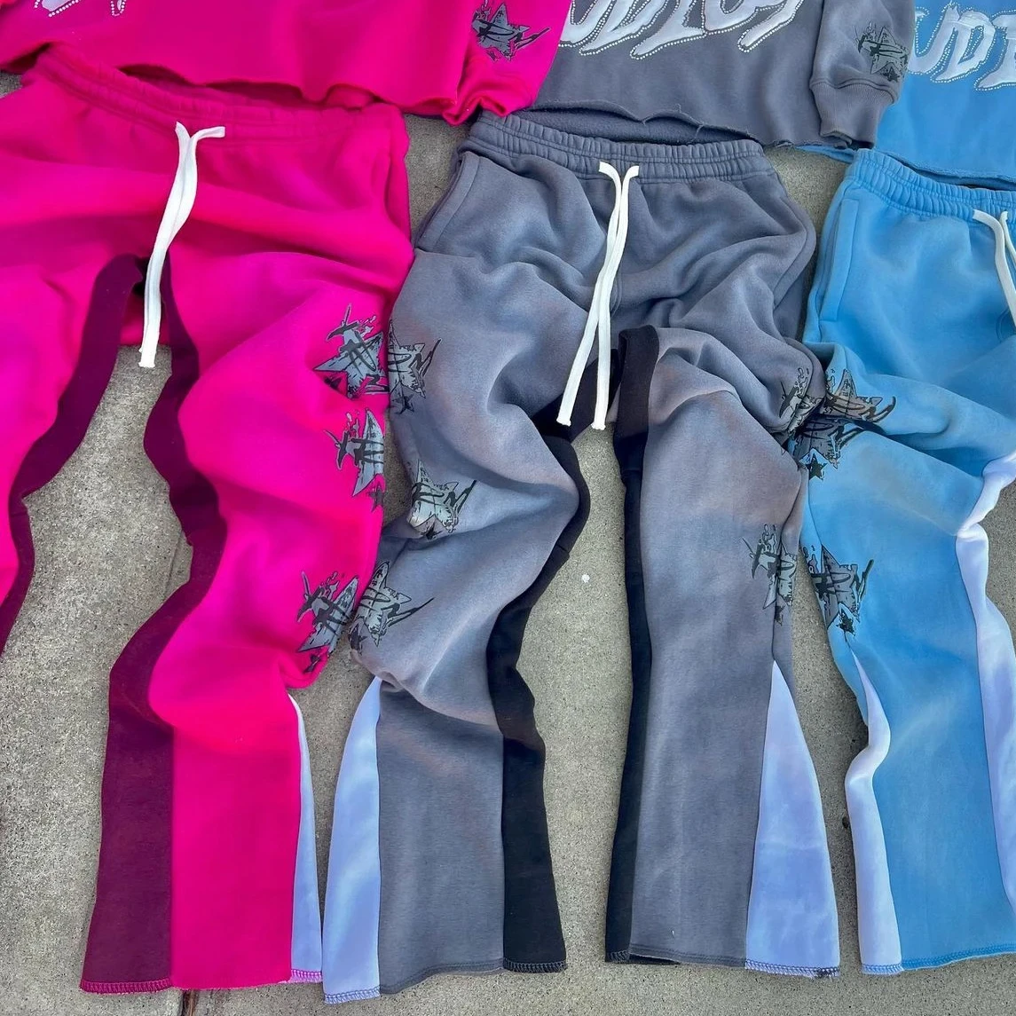 Custom High Quality Cropped Hem Hoodie Sweatpants Tracksuits For Men