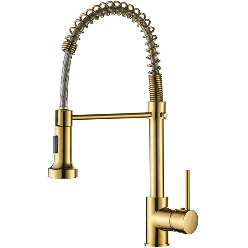 Hot cold water mixer tap with spray head Pull-down sprayer faucet showing extended reach capability