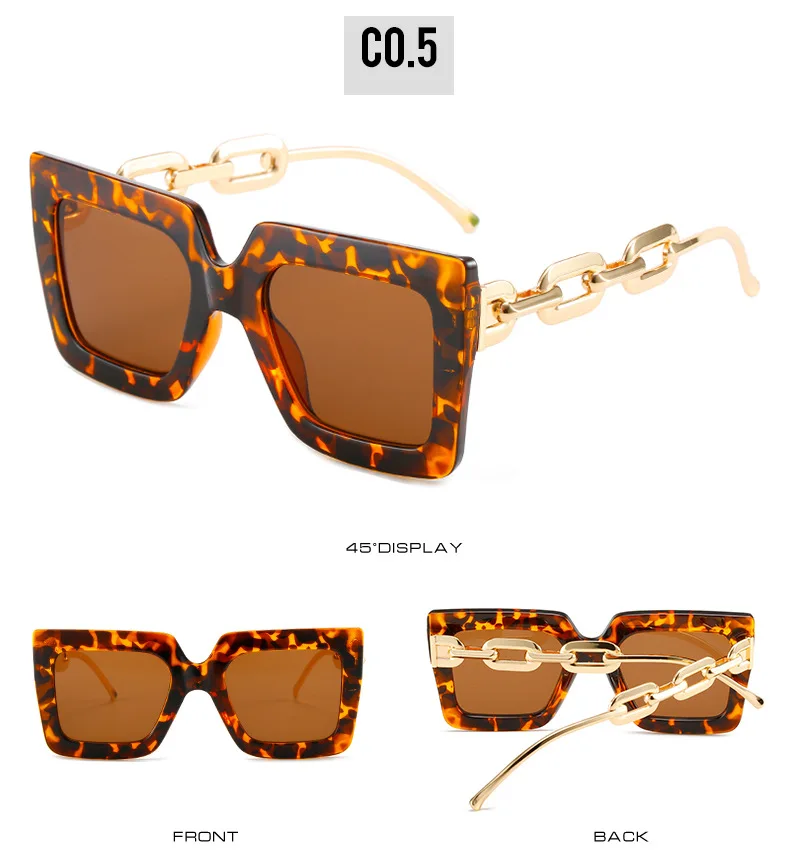 3207 Newest Chain Temple Acetate Big Square Vintage Spring Ladies Sunglasses 2022 Sunglasses For