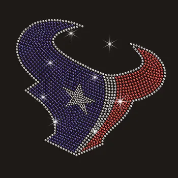 Custom hot-fix bling crystal NFL football team logo design Buffalo Bills rhinestone transfers motif patch for clothing t shirt