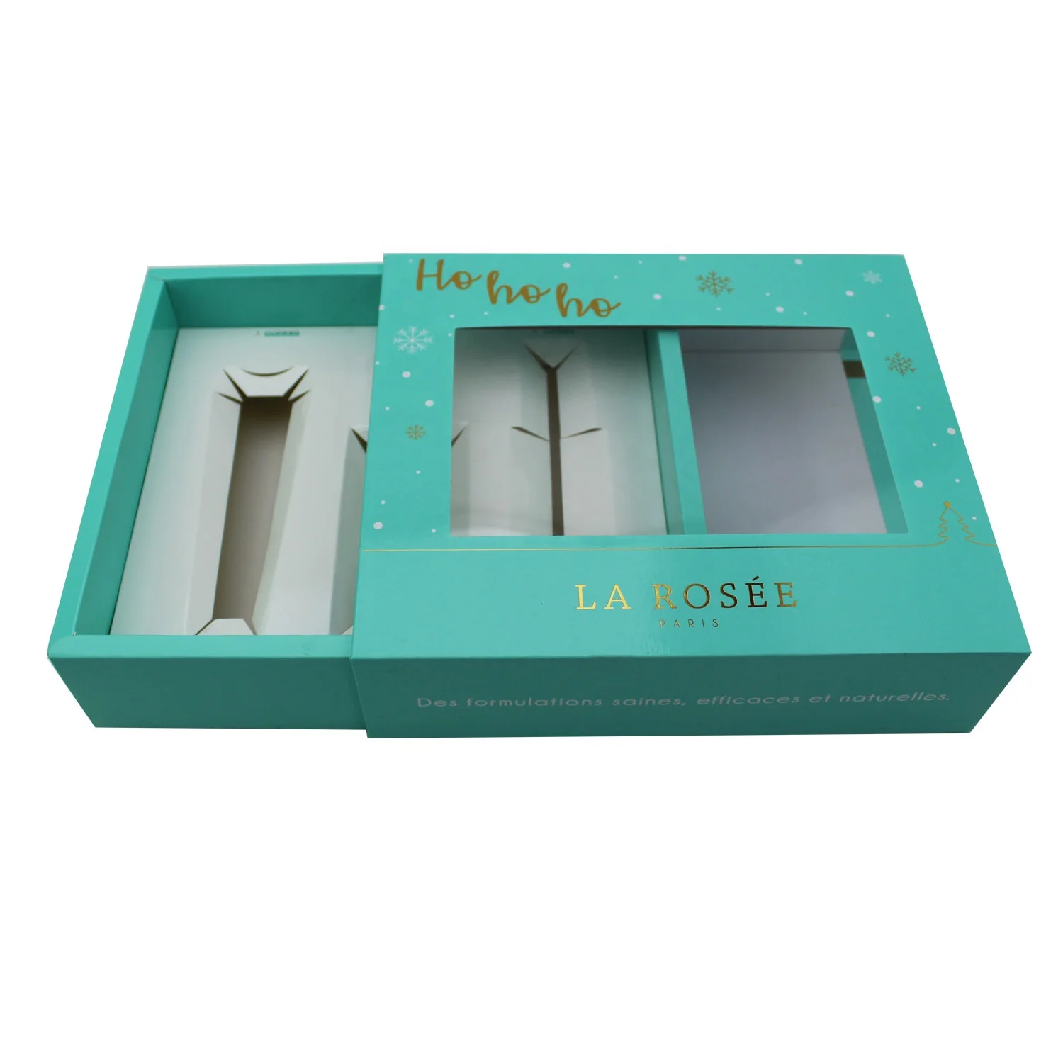 Custom Printed Paper Packaging Gift Set Skincare Cosmetic Box with Window Clear