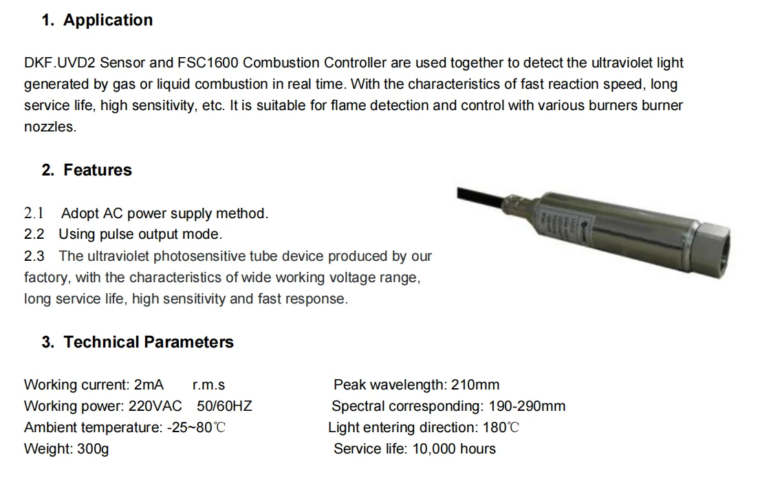 product uvd2 sensor burning machine large flame detector for industrial burners manufactured electrical equipment-5