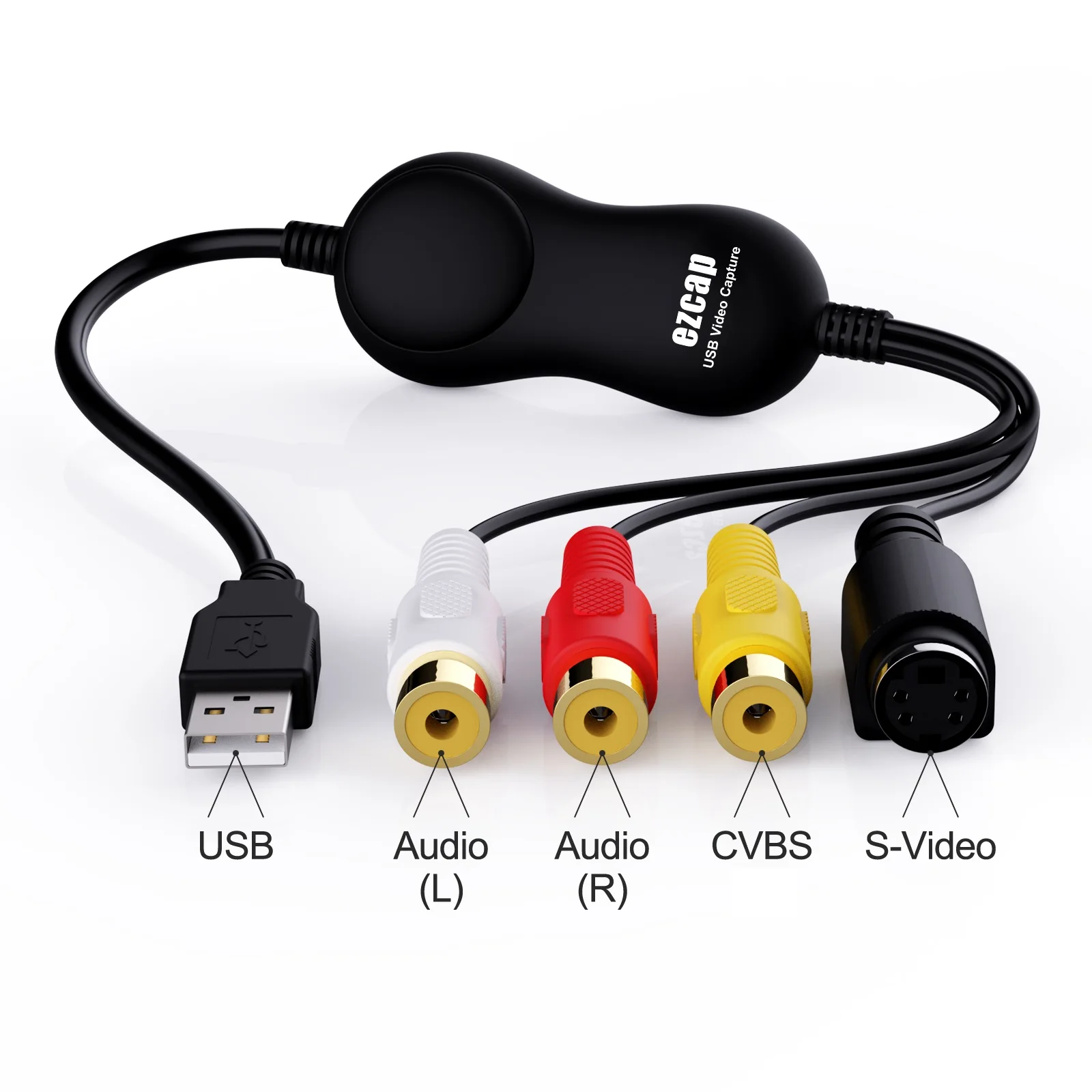 USB2.0 Video Capture Card  RCA to USB Converter, VHS VCR Hi8 Mini DV to Digital/DVD Tape Player Camcorder Camera Via PC Ezcap