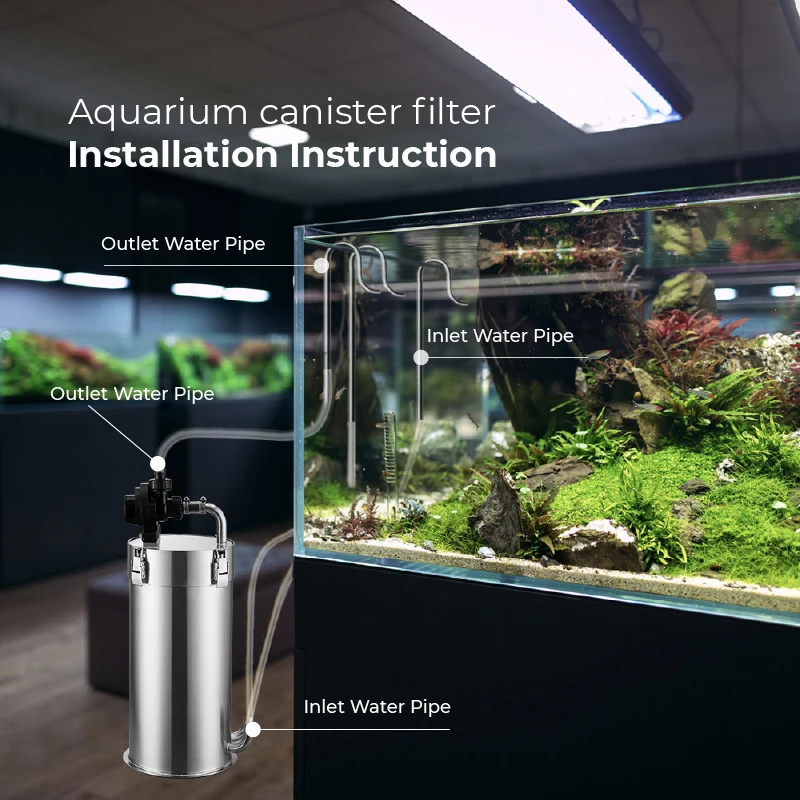 Aquarium External Filter Fish Tank Filter Aquarium Stainless Steel Canister Filter