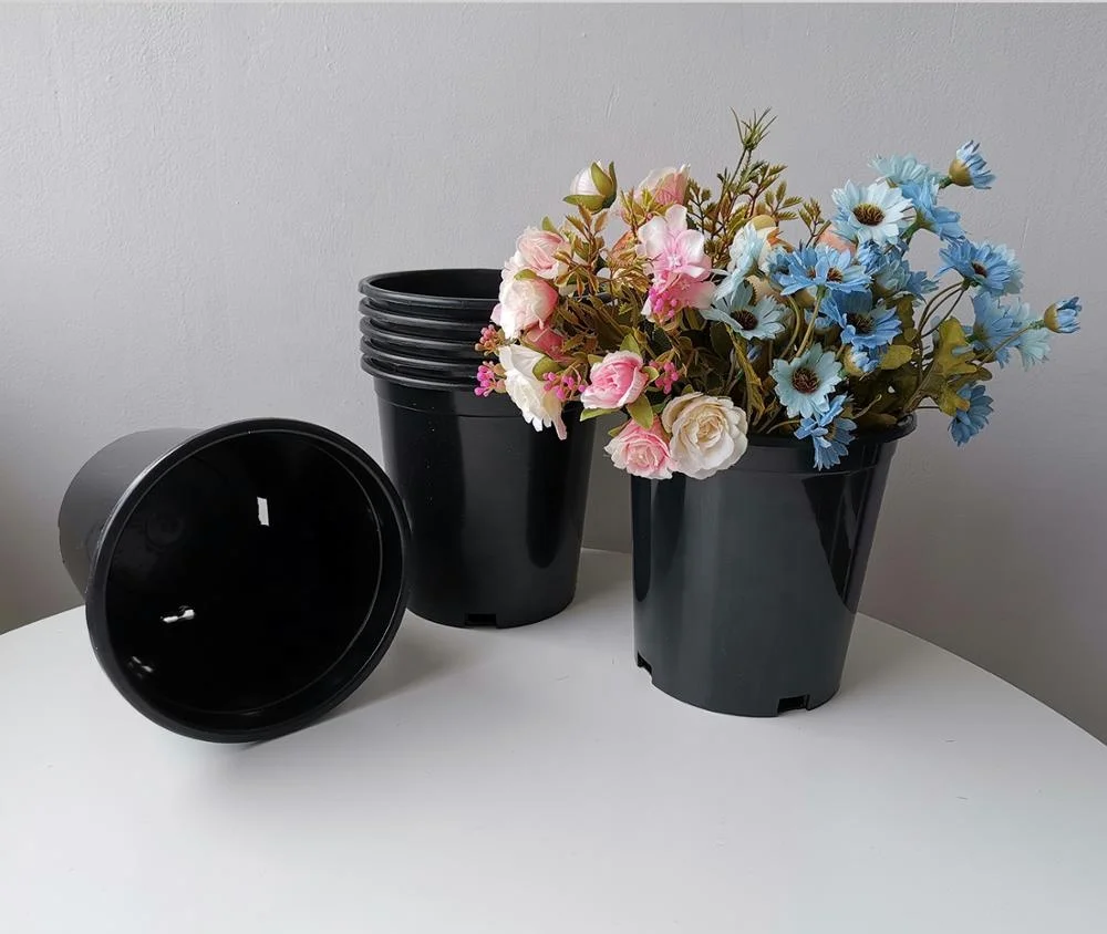 Durable 1-15 Gallon Plastic Nursery Pots - Eco-Friendly Black Flower ...
