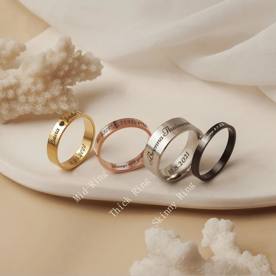 Custom Quote Deep Engraved Blank Rings Quality Gold Plated