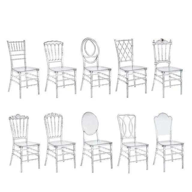Wholesale Stylish Transparent Acrylic Wedding Chair Stackable for Events Party Chiavari Design Crystal Clear for Restaurants