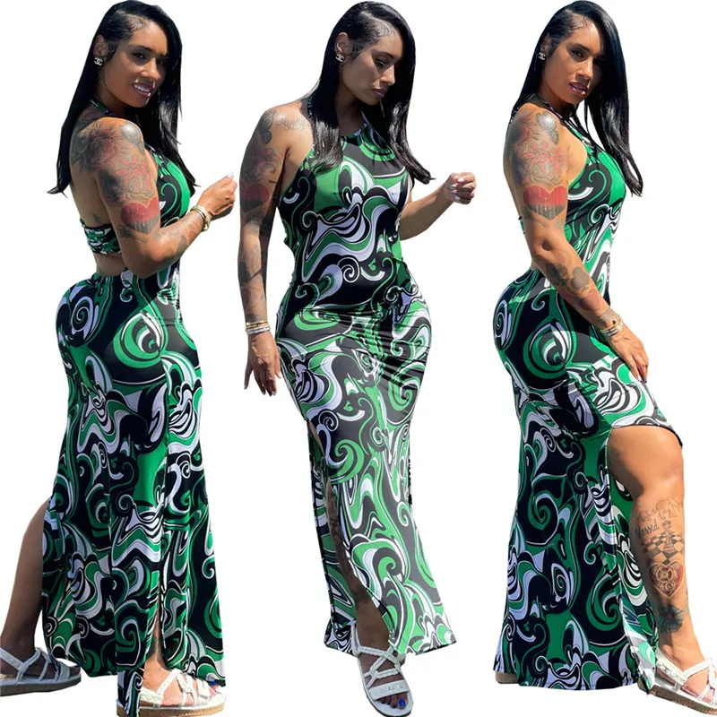 Vestidos Rosas Sexys De Talla Grande Para Mujer,Vestidos Largos Elegantes  Con Estampado Floral,Espalda Descubierta,Para Cóctel De Noche,2021 - Buy  2021 Venta Al Por Mayor De Verano Sexy Negro Halter Elegante Casual Cuello