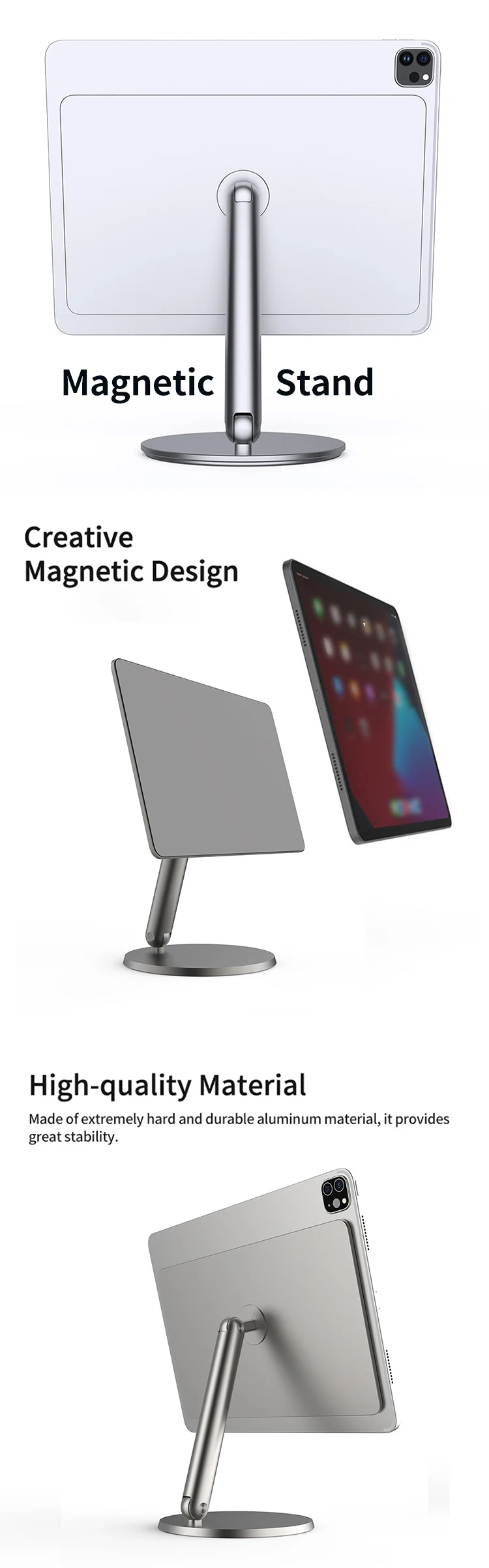 360 Rotation Portable Foldable Adjustable Desk Metal Stand For Ipad Mini 6 Pro 11 Inch