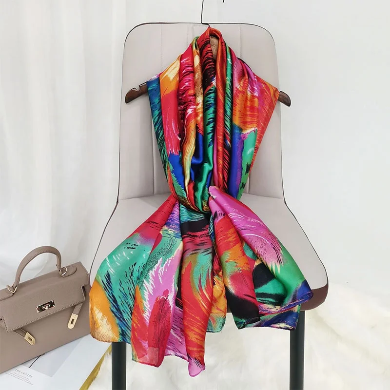 Digital Print Silk Scarf China Square Fashion Ladies Shawls and Scarf Custom Printed Hair Head Women Square Silky Scarves Satin