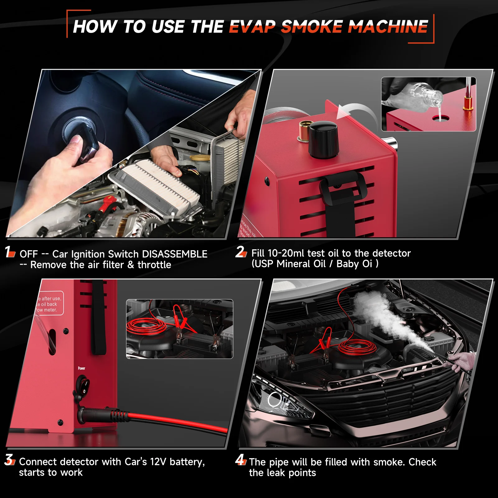 2025 ANCEL S100 Cooling Tank System Oil Leak Detector Auto Smoke