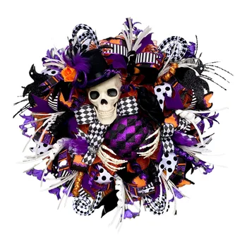 New Halloween garland American party  pumpkin pendant Halloween decorations prop wreath rattan circle