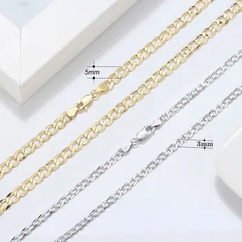 SC60 RINNTIN 3/5mm Chains Necklace Gold/Silver Chain for Men Women