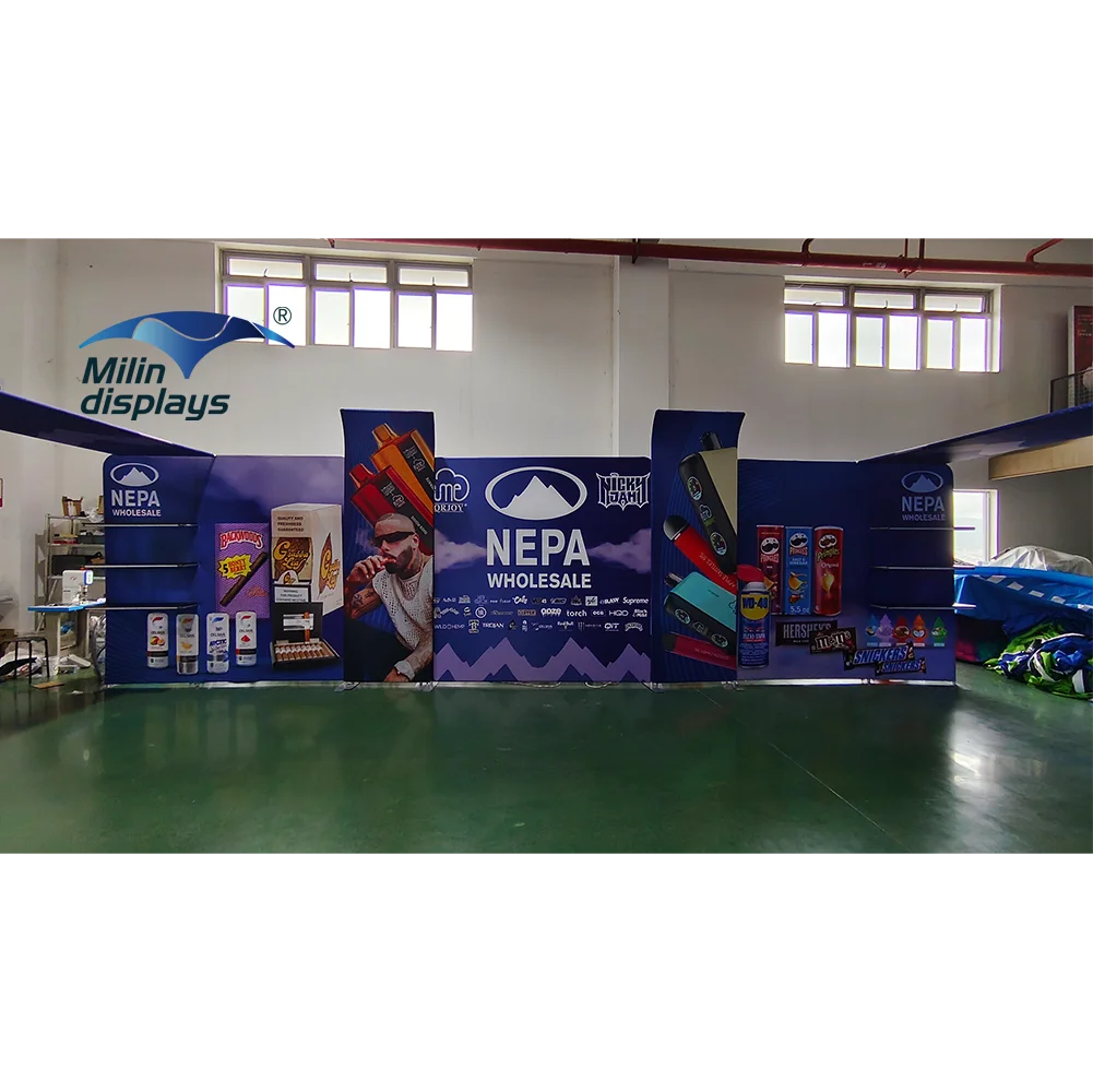 Customized Design 10x10ft Standard Exhibit Booth Portable Trade Show Displays  Exhibition Booth Stand With TV Stands