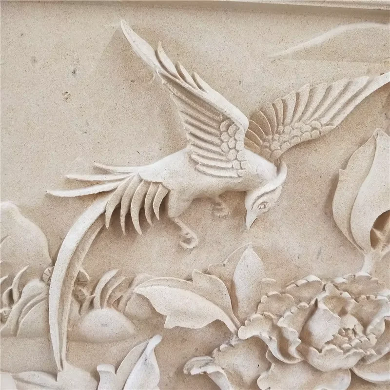 product yellow sandstone hand made carved indoor wall art stone decoration-2