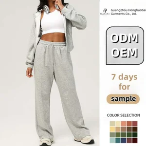 ODM OEM Custom Women's Clothing 2pcs Sets Women's Sportswear Zipper Hoodie Loose Pants Tracksuits for Women Fitness Clothes