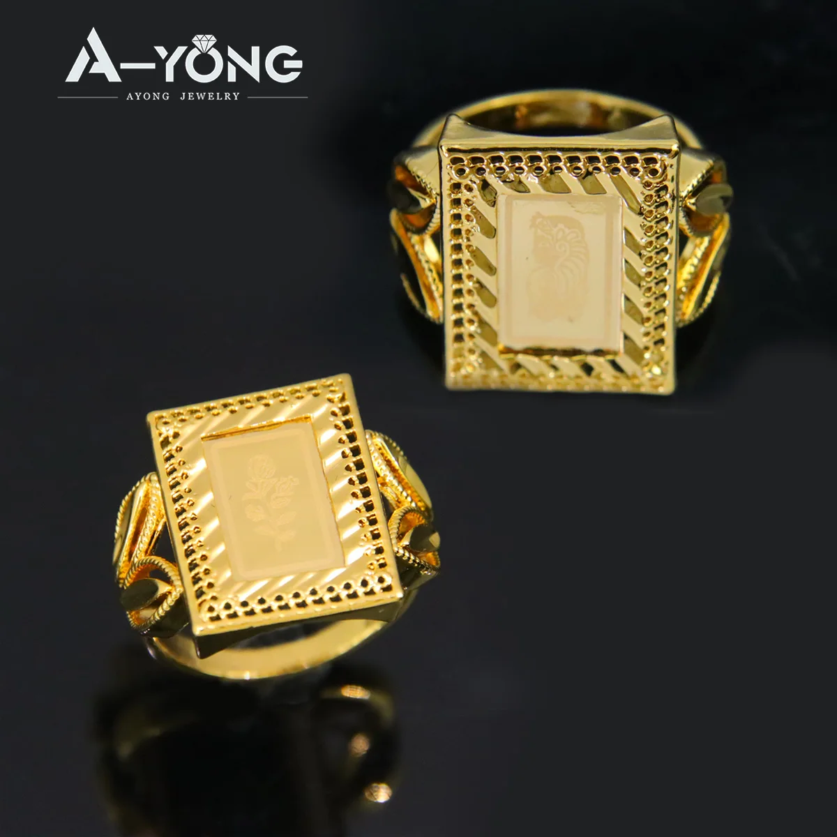 Saudi Arabia Latest Designs 21K Gold Plated Queen Coin Finger Ring