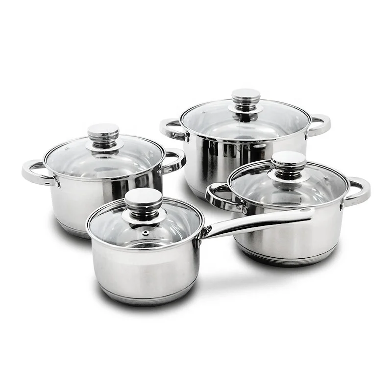 European Style 8PCS Straight Shape Stainless Steel Cook Ware Set with Clear  Glass Lids - China Cookware Casserole and Cookware Casserole Set price