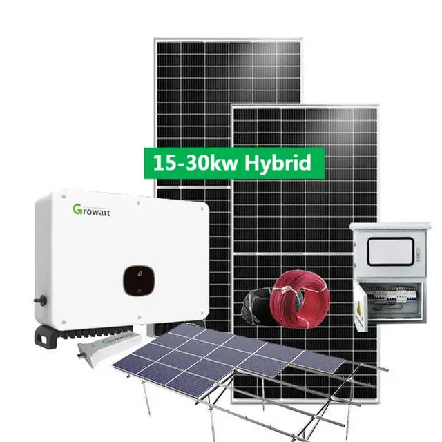 20KW commercial solar system hybrid With Full Power Solar Panel system Smart Inverter Lithium Battery