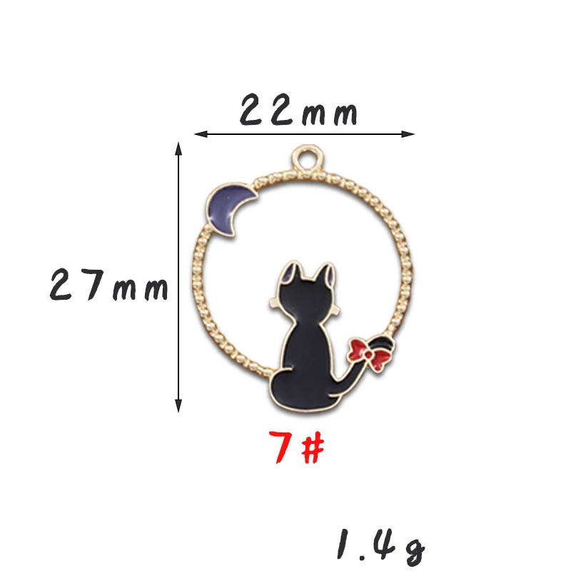 10pcs Enamel Cartoon Girl Cat Charms Pendant for Jewelry Making Supplies  Metal DIY Jewelry Making Findings Accessories