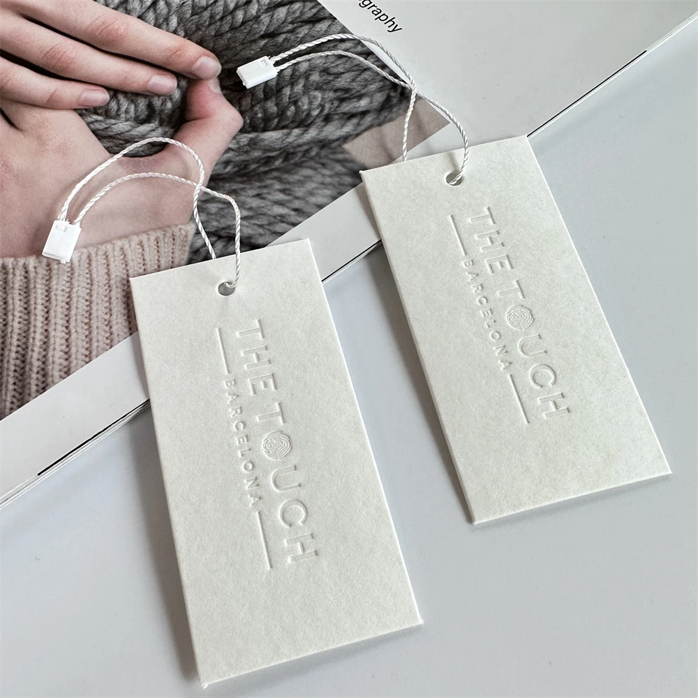 Custom Debossed Hang Tags White Cardboard Hanging Tag Thickness Paper ...